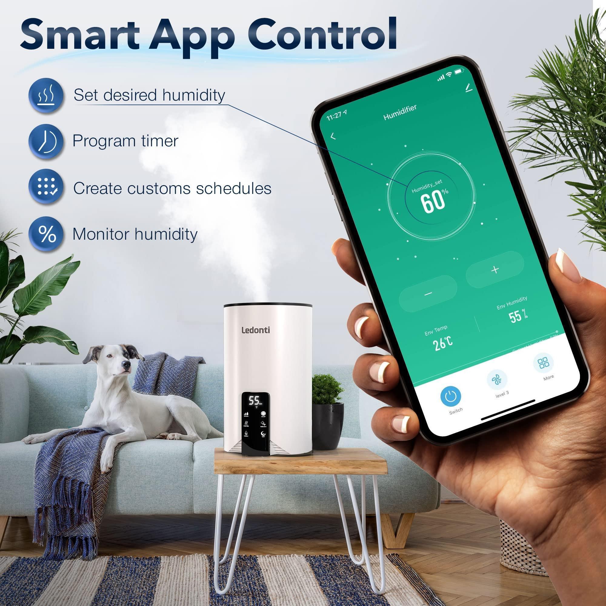 WiFi Control Humidifiers for Bedroom Dual Mist (Cool & Warm) ! Humidifier 4L by Zamzamas