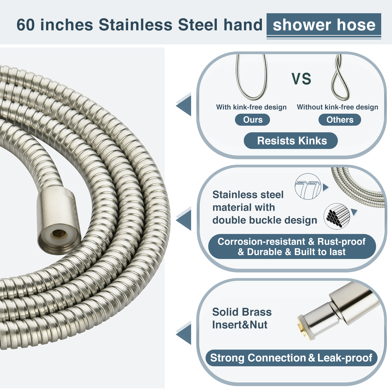 Square 3-Spray Handheld Shower Head Set with Hose and Shower Arm Mount Bracket by brightshowers