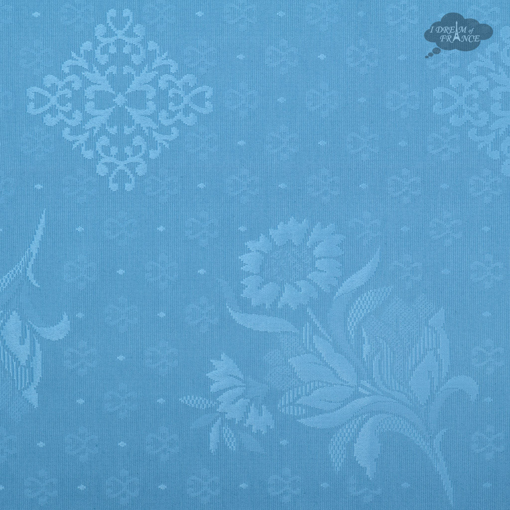62" Square Moustiers Blue Matelassé Tablecloth by Tissus Toselli by I Dream of France