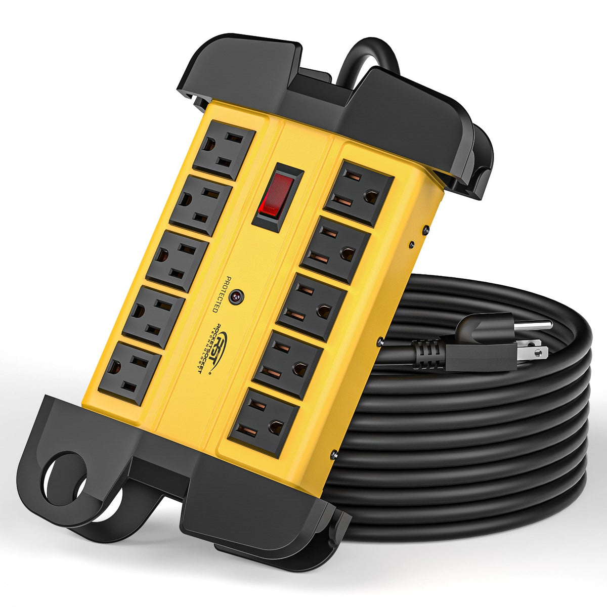10-Outlet Metal Heavy Duty Surge Protector Power Strip, 2800 Joules Protection by CRST