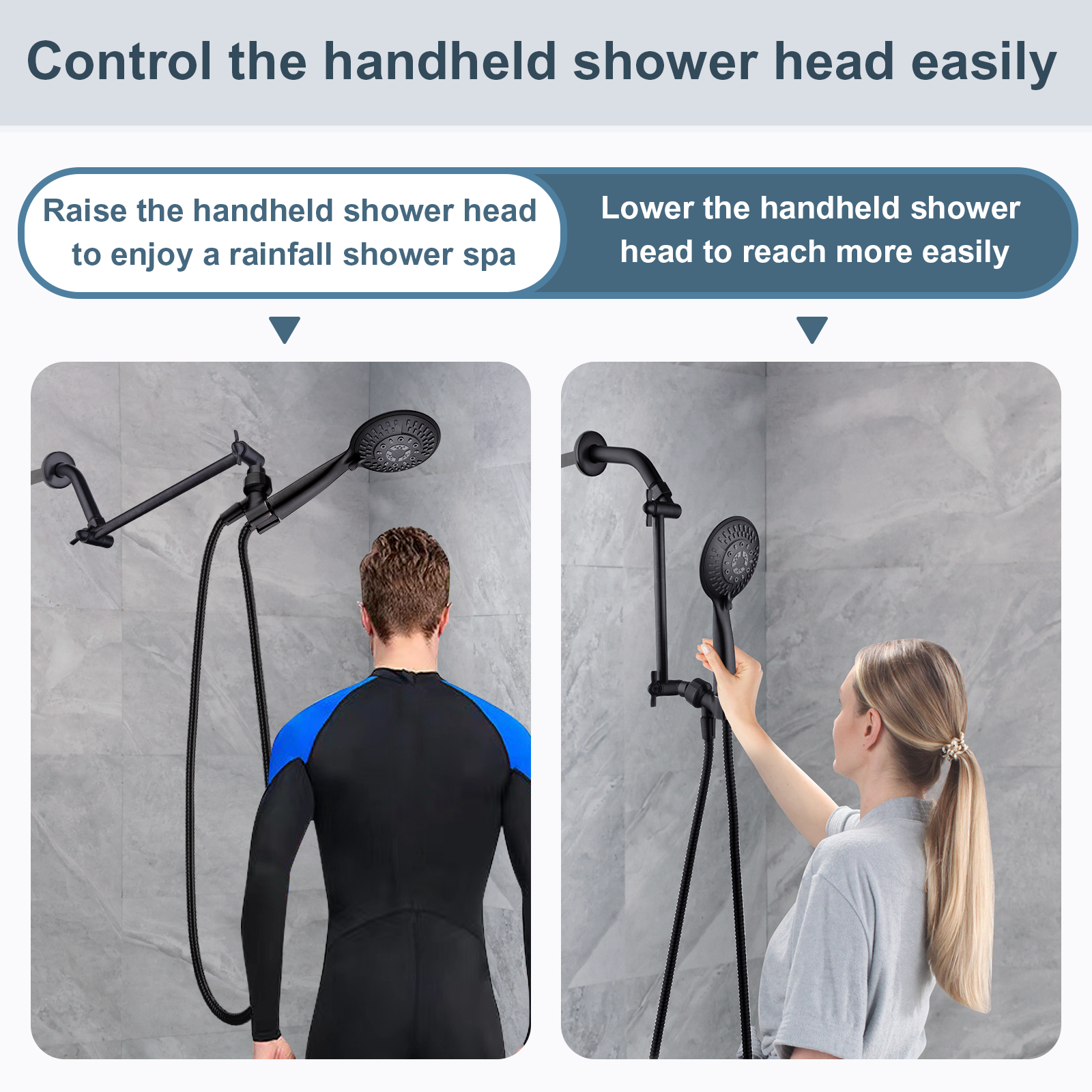 10 Inch Brass Shower Head Extension Arm, Height & Angle Adjustable by brightshowers