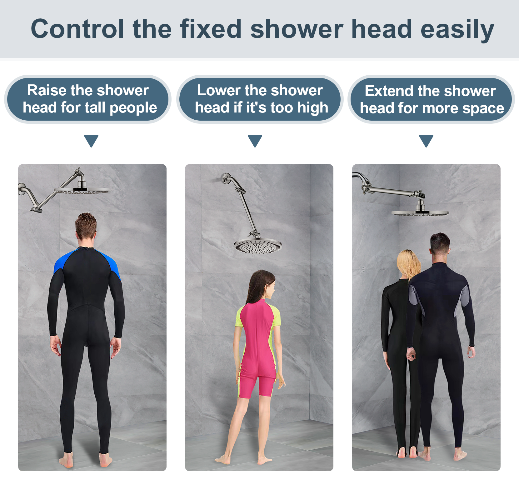 10 Inch Brass Shower Head Extension Arm, Height & Angle Adjustable by brightshowers