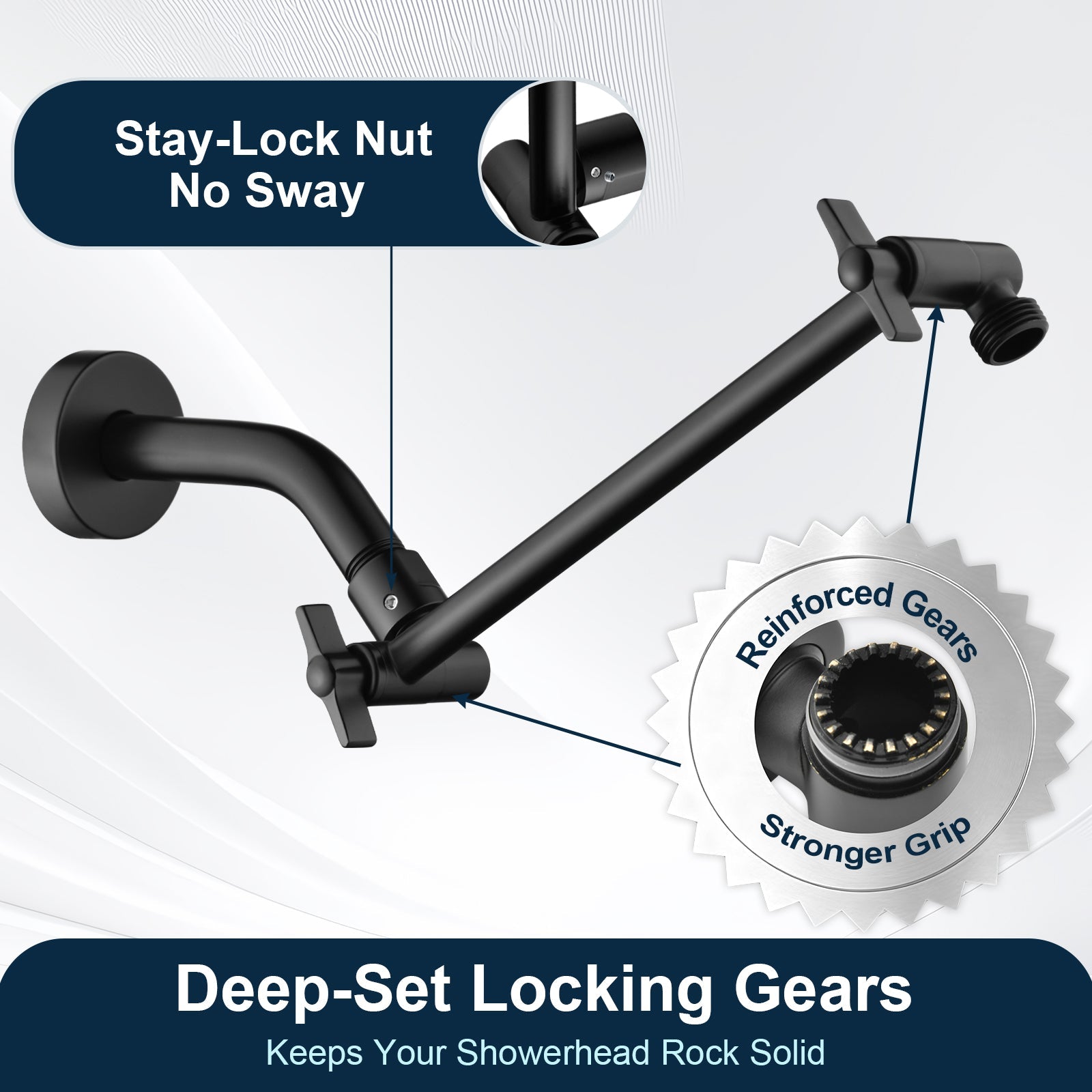 10 Inch Brass Shower Head Extension Arm, Height & Angle Adjustable by brightshowers