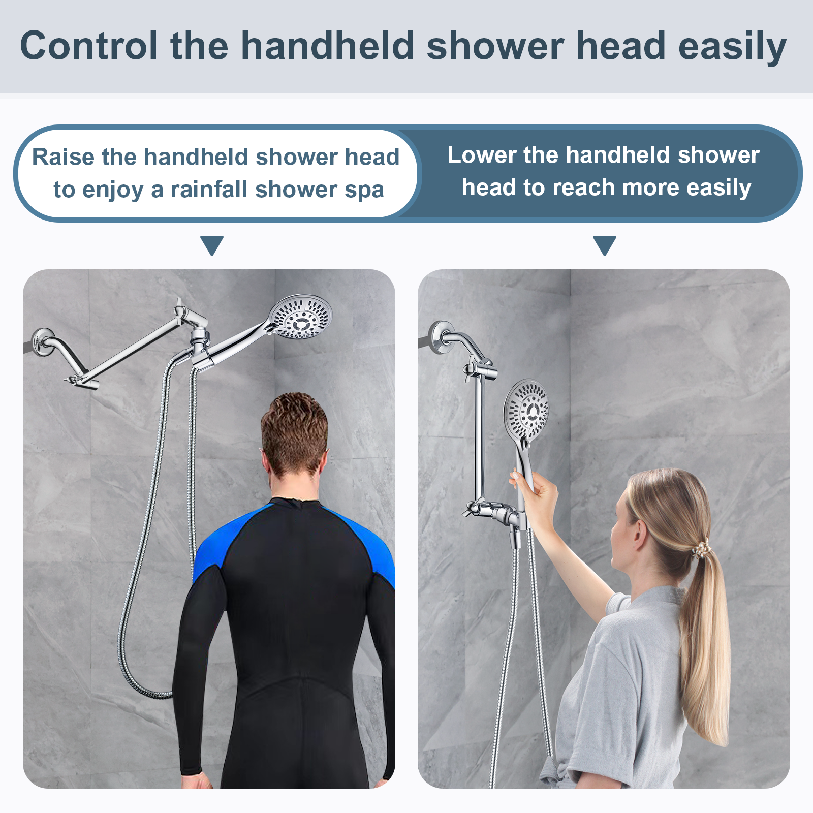 10 Inch Brass Shower Head Extension Arm, Height & Angle Adjustable by brightshowers