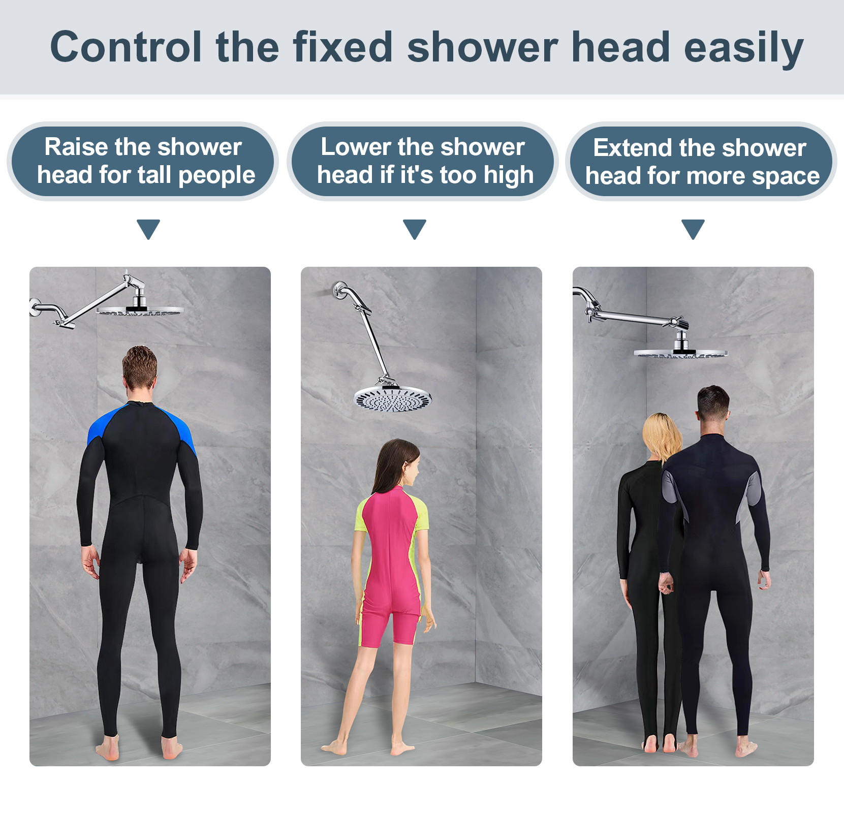 10 Inch Brass Shower Head Extension Arm, Height & Angle Adjustable by brightshowers