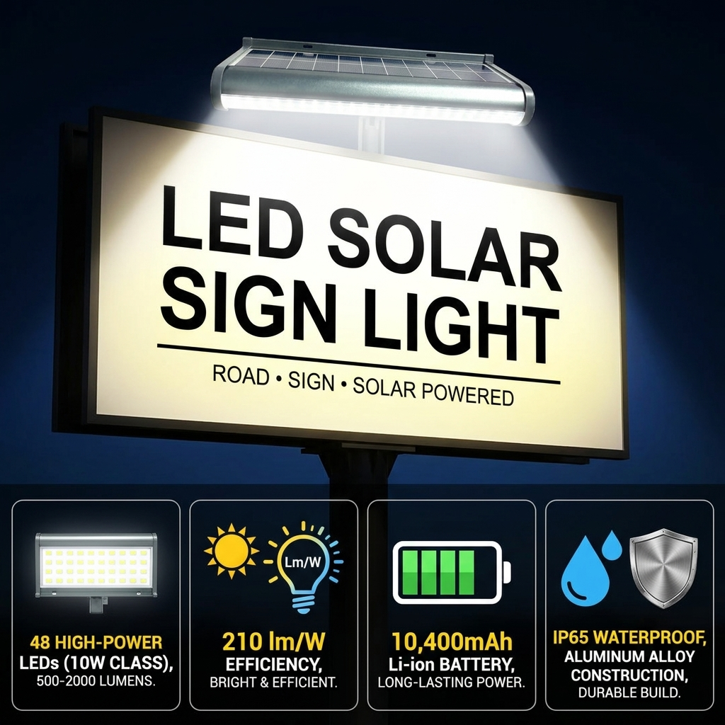 Solar Billboard Light – IP65 Waterproof | 9W LED Aluminum Linear Wall Lamp BICSSL‑04 by Brighticonic