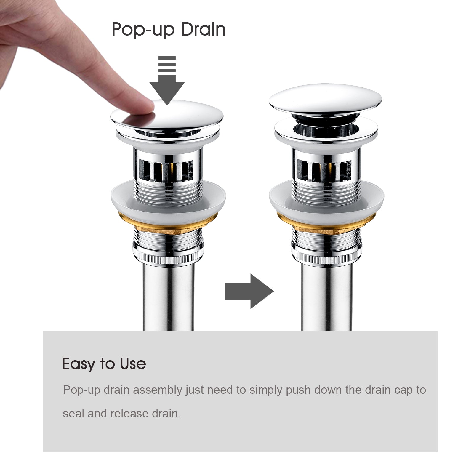 Bathroom Sink Drain with Overflow Pop-Up Drain Stopper for Vessel Sink Lavatory by brightshowers
