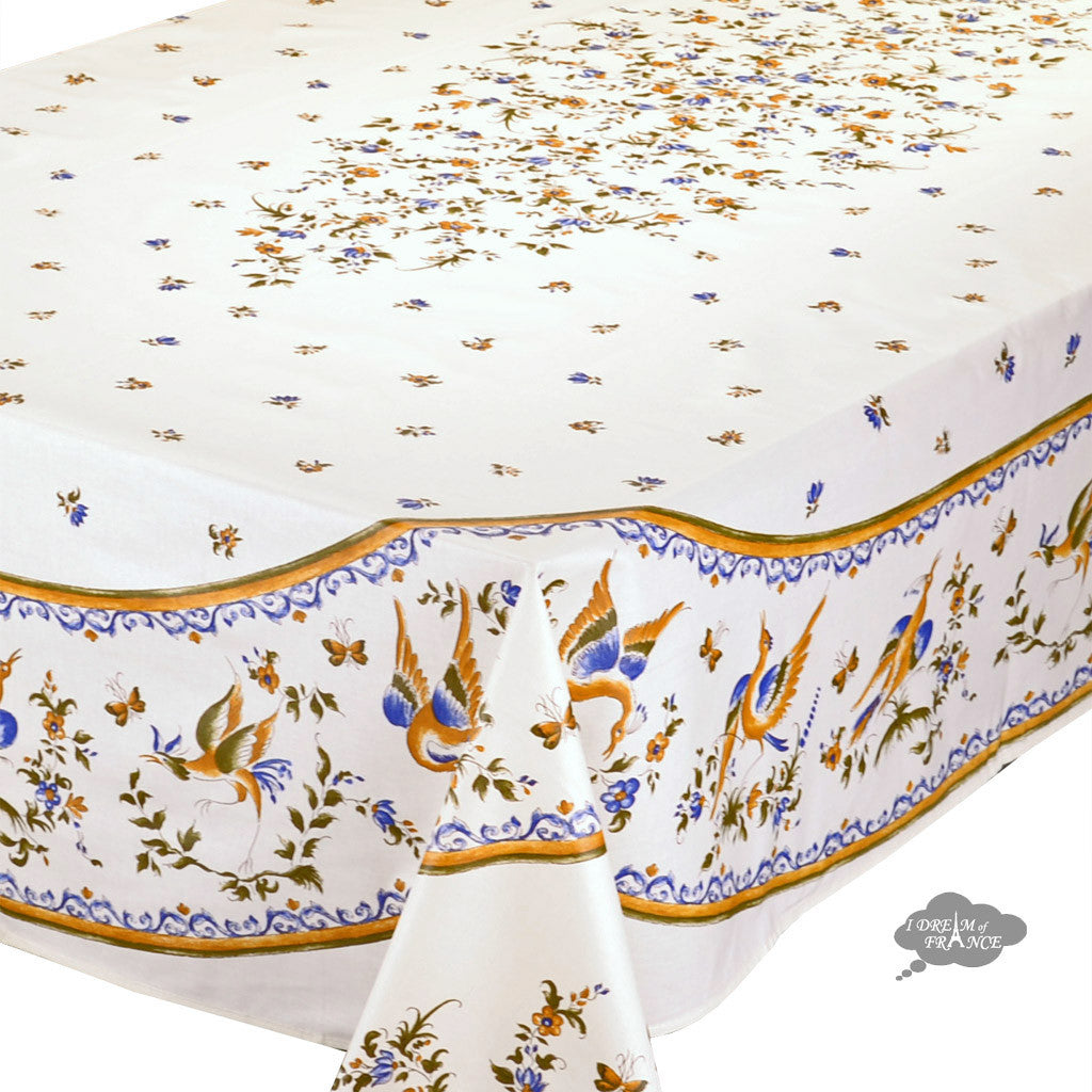 French Provencal tablecloth - Acrylic coated cotton, Spill-proof - 60x96" Rectangular - Moustiers blue | Tissus Toselli by I Dream of France