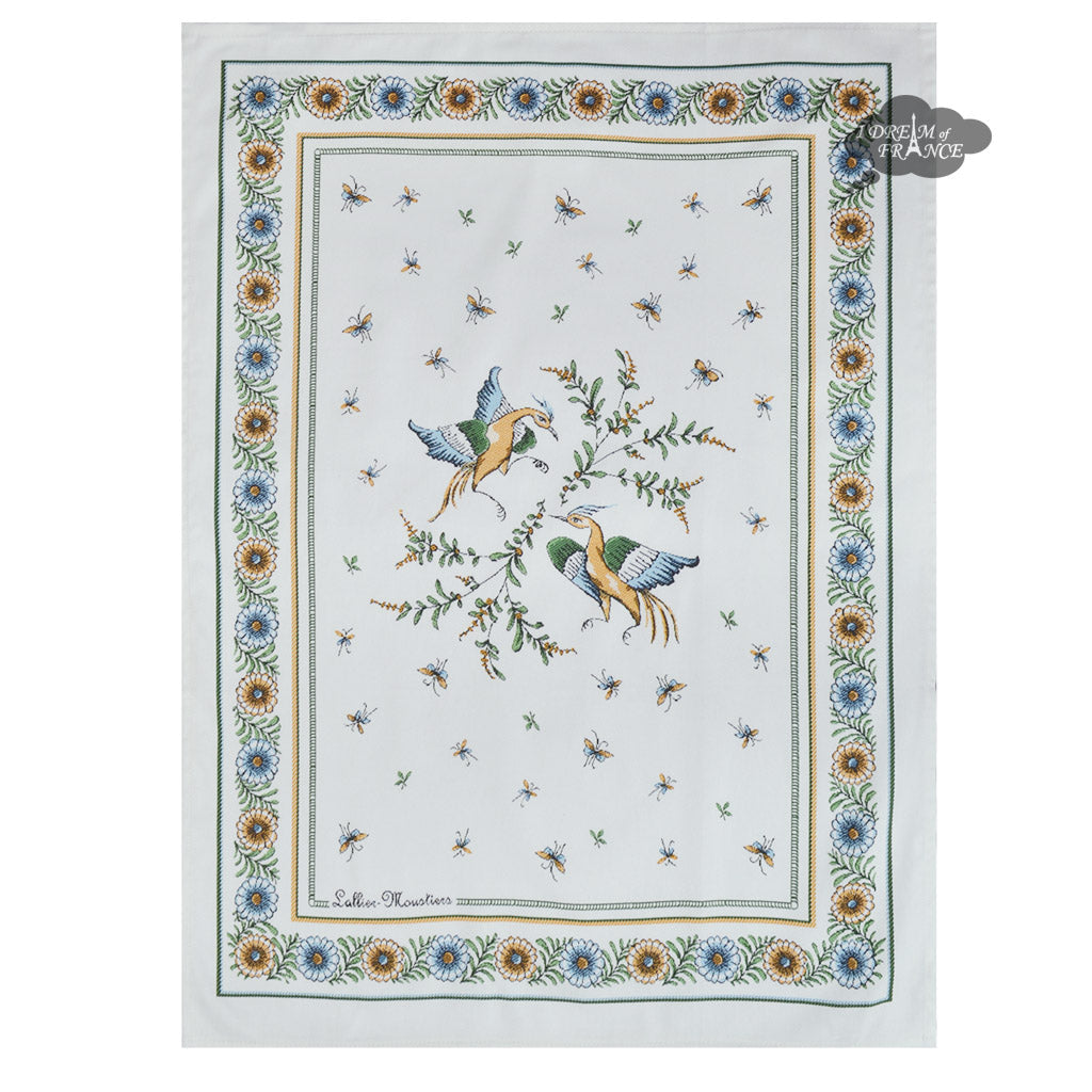 French kitchen towel - Printed cotton - Moustiers Green & Cream | Tissus Toselli by I Dream of France