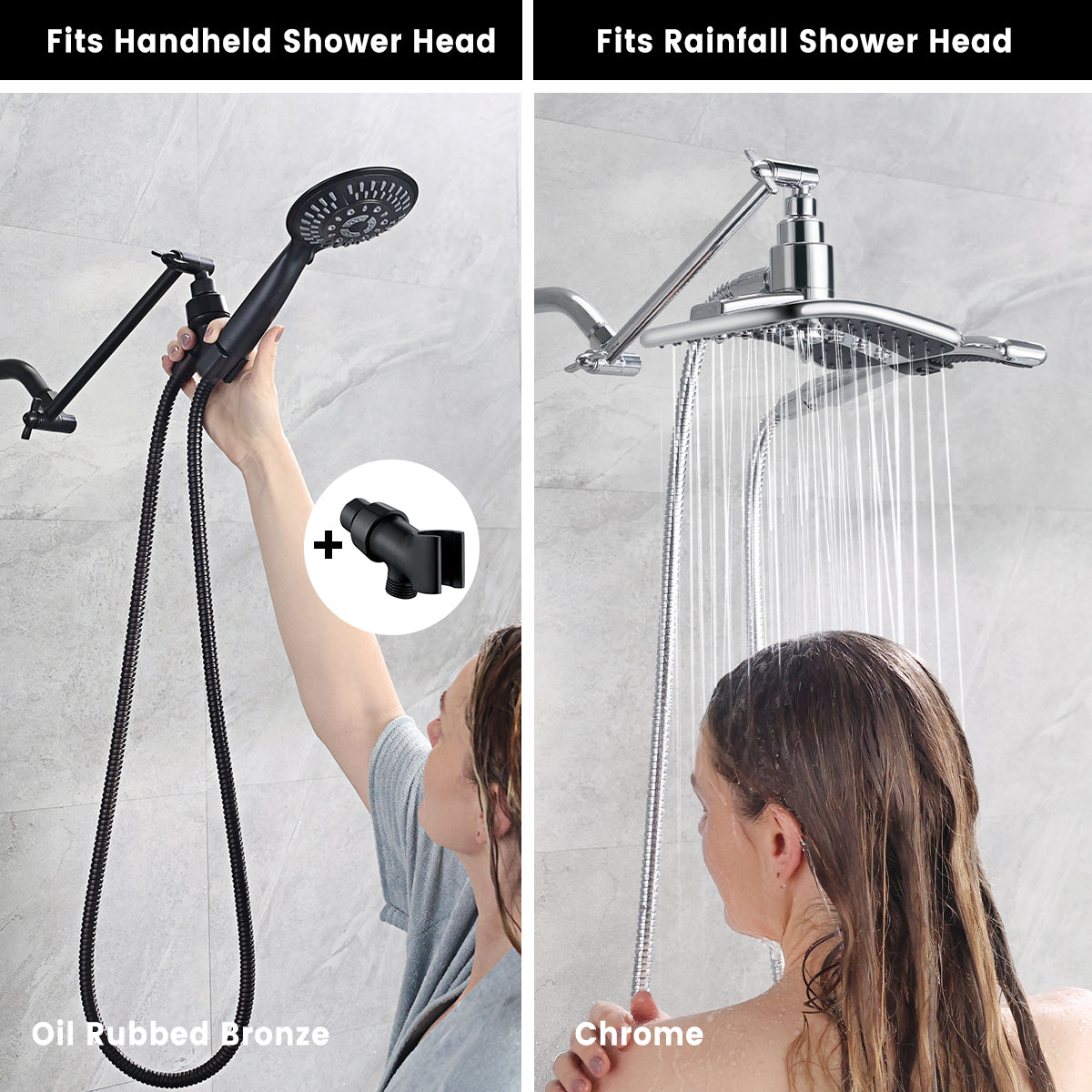 10 Inch Brass Shower Head Extension Arm, Height & Angle Adjustable by brightshowers